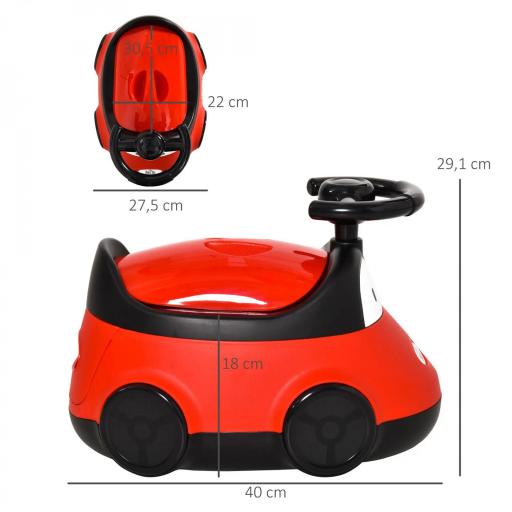 Orinal para Bebé de 6-36 Meses Orinal Infantil WC Aprendizaje Entrenamiento Portátil en Forma de Automóvil con Tapa y Volante Fácil de Limpiar 40x27,5x29,1 cm Rojo [1]