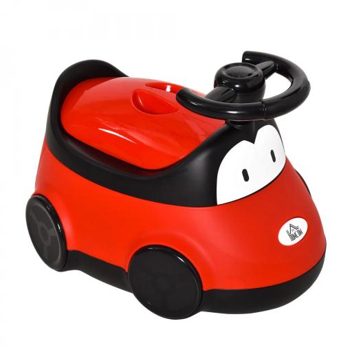 Orinal para Bebé de 6-36 Meses Orinal Infantil WC Aprendizaje Entrenamiento Portátil en Forma de Automóvil con Tapa y Volante Fácil de Limpiar 40x27,5x29,1 cm Rojo [9]