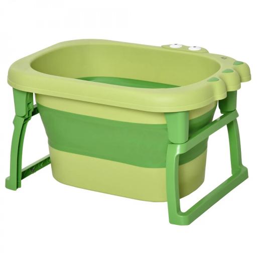 Bañera Plegable para Bebé Bañera Portátil para Niños con Patas Antideslizantes 75,3x55,4x43 cm Verde [5]