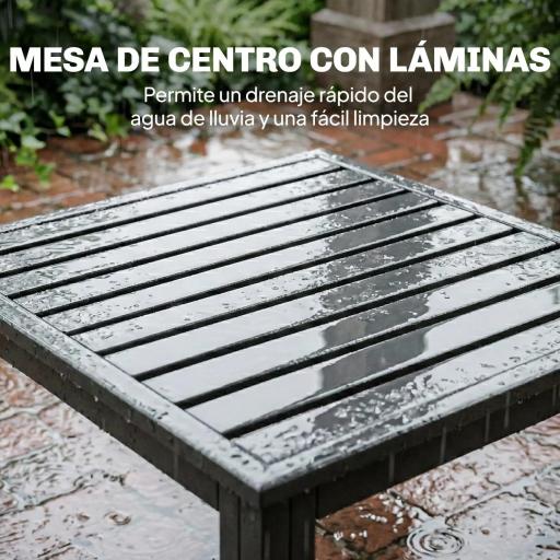 Conjunto de Jardín Exterior con Cojines 2 Sofás de 2 Plazas Reposabrazos Ajustables y Mesa de Centro de Listones Gris [7]