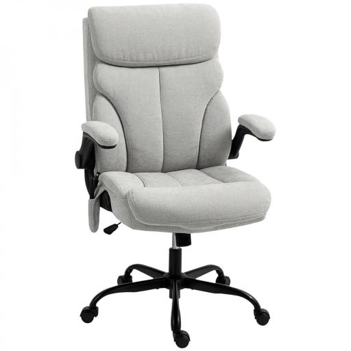 Silla de Oficina con Masaje Altura Ajustable y Reposabrazos Abatibles Tapizado Transpirable 66x67x113-121 cm Gris [8]