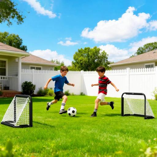 Mini Porterías de Fútbol Plegables Set de 2 Porterías de Exterior para Niños y Adultos 90x36x60 cm Negro [6]