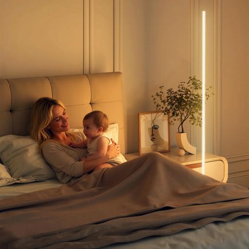 Lámpara de Pie Moderna Salón con Brillo Temperaturas de Color Ajustables Mando a Distancia Magnético Gris Plateado [7]