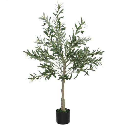 Planta Artificial Decorativa de 120 cm Árbol de Olivo con 450 Hojas y 20 Aceitunas en Maceta para Interior Verde [9]