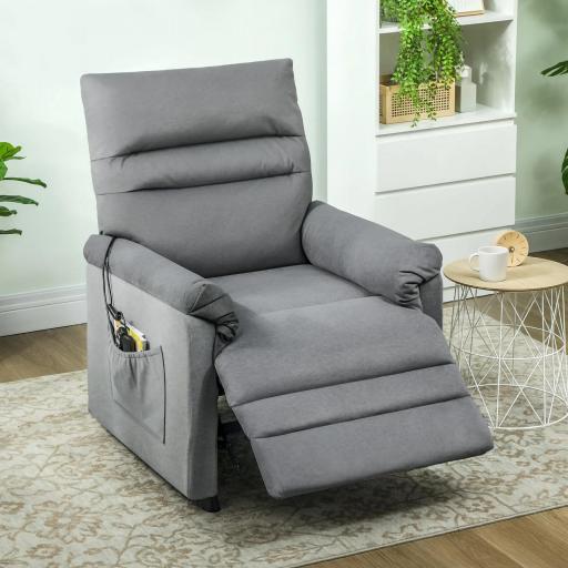 Sillón Relax Reclinable Eléctrico con Calor Lumbar Masaje Vibración Motor Silencioso Función de Memoria Gris