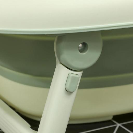 Bañera Plegable Bebé con Cojín de Baño Soporte con Botón Orificio de Drenaje y de Ducha Repisa Gancho Verde [7]
