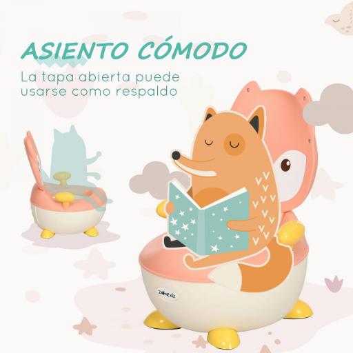 Orinal Infantil WC Aprendizaje Orinal para Bebé de 6-36 Meses en Forma de Zorro Tapa Antideslizante 34,5x35x23 cm Rosa [3]