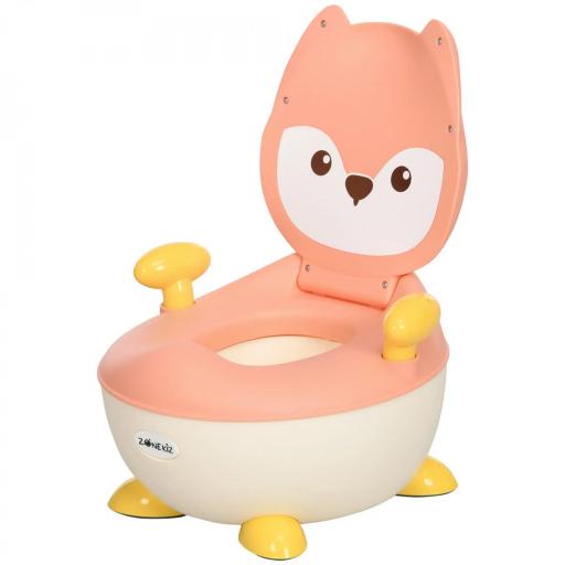Orinal Infantil WC Aprendizaje Orinal para Bebé de 6-36 Meses en Forma de Zorro Tapa Antideslizante 34,5x35x23 cm Rosa [8]