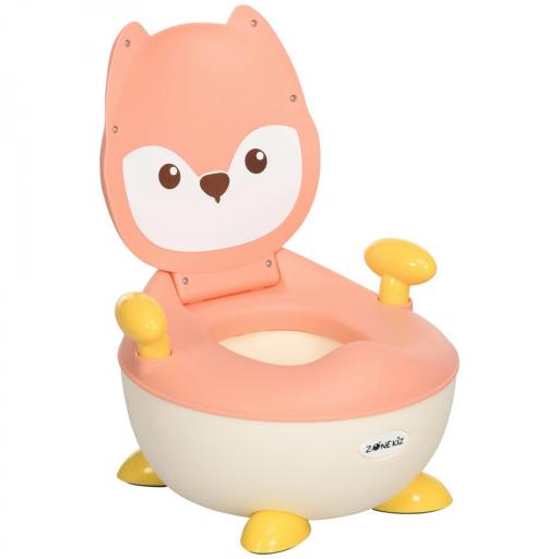 Orinal Infantil WC Aprendizaje Orinal para Bebé de 6-36 Meses en Forma de Zorro Tapa Antideslizante 34,5x35x23 cm Rosa [9]