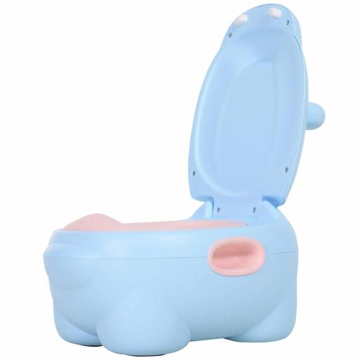 Orinal Infantil con Forma de Hipopótamo con Asas para Niños a partir de 6 Meses Inodoro de Aprendizaje 40x30x23 cm Azul [7]