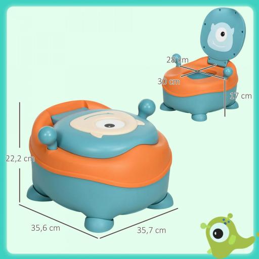 Orinal para Bebé de 6-36 Meses Orinal Infantil en Forma de Alien Tapa Estructura Antideslizante 35,6x35,7x22,2 cm Azul [2]