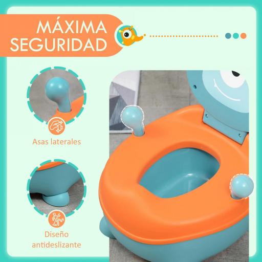 Orinal para Bebé de 6-36 Meses Orinal Infantil en Forma de Alien Tapa Estructura Antideslizante 35,6x35,7x22,2 cm Azul [4]