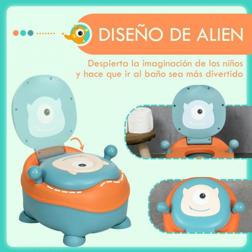 Orinal para Bebé de 6-36 Meses Orinal Infantil en Forma de Alien Tapa Estructura Antideslizante 35,6x35,7x22,2 cm Azul [3]