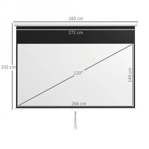 Pantalla de Proyector Manual 120 Pulgadas Formato 16:9 266x149 cm Blanco [1]