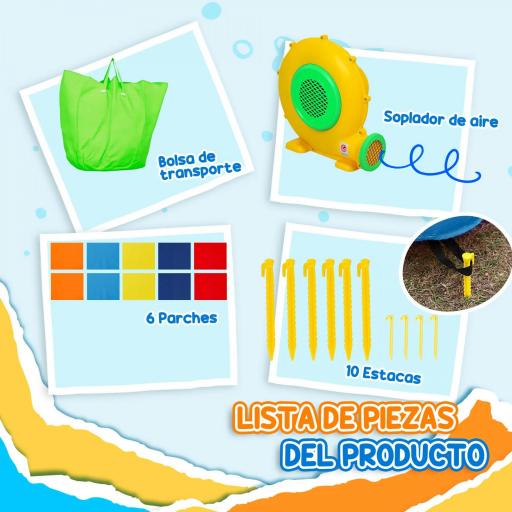 Castillo Hinchable 415x205x190 cm con Tobogán Foso de Bolas Canasta Inflador y Bolsa para Interior y Exterior [1]