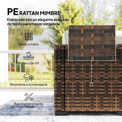 Conjunto de Jardín Exterior de Ratán de 6 Piezas con Silla Esquinero 2 Sillas sin Brazos Reposapiés y Mesa Marrón [5]