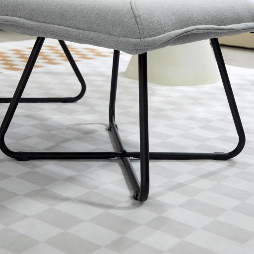 Butaca con Reposapiés Sillón para Lectura con Patas de Acero en Forma de Cruz Gris Claro [6]