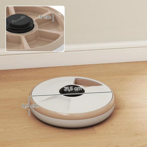 Comedero Automático para Gatos y Perros con Paquete de Hielo Temporizador Programable 6 Cuencos Pantalla LED [1]