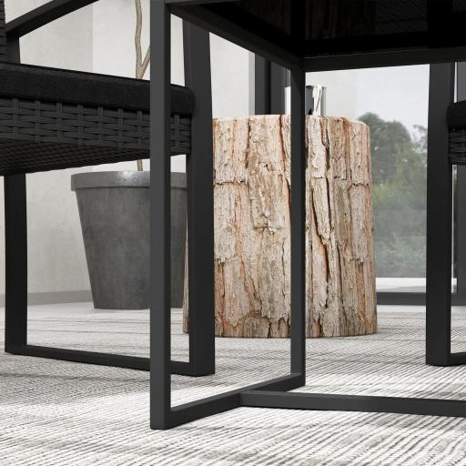 Conjunto de Muebles de Jardín de Ratán Sintético Juego de 1 Mesa y 2 Sillas de Terraza con Cojines y Reposabrazos Negro [5]