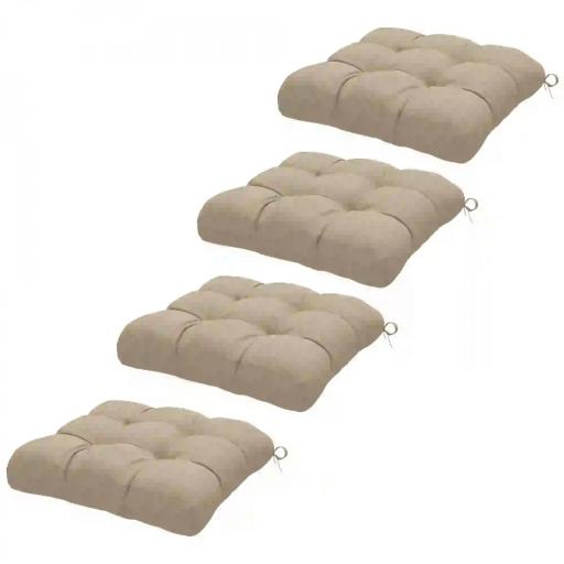 Conjunto de Cojines para Sillas de Comedor y Jardín Impermeable y Anti-UV con 2 Cordones de Fijación 48x48x10 cm Caqui [9]