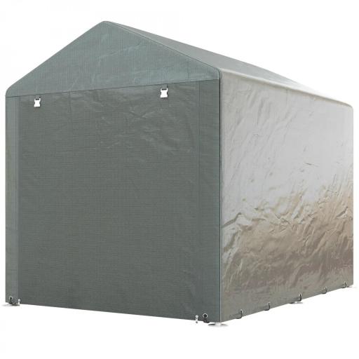 Carpa de Jardín para Bicicletas 1,6x2,2x1,7 m con 2 Habitaciones Puerta con Cremallera Impermeable Anti-UV Gris Claro [8]