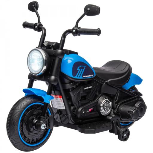 Moto Eléctrica para Niños de 18-36 Meses con Batería 6V Faro y Ruedas Auxiliares Desmontables Azul [9]