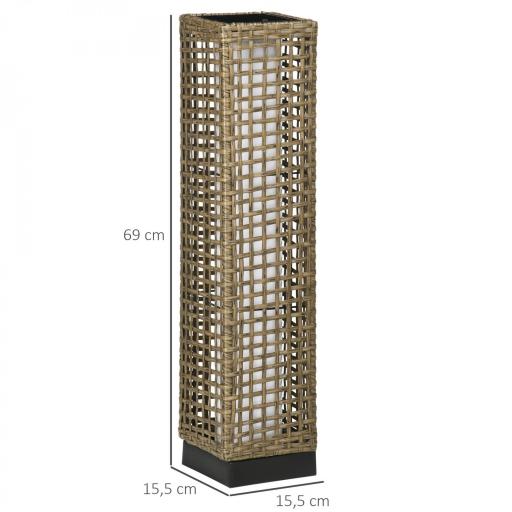Lámpara Solar de Ratán Sintético con Luces LED Encendido/Apagado Automático para Exterior 15,5x15,5x69 cm Arena [1]