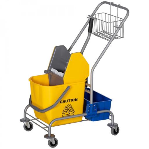 Carro de Limpieza con Cubos de Fregona de 25L Escurridor Cubeta y Estantes para Hotel Oficina 72x49,5x95 cm Amarillo [9]