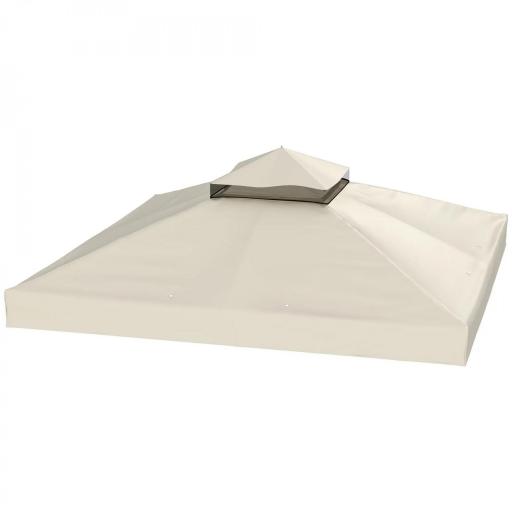 Toldo de Recambio 3x3 m con Techo Doble con Orificios de Drenaje y Protección UPF30+ Crema Solo Toldo NO Incluye Marco [8]