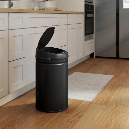 Cubo de Basura Cocina Automático 30 L Sensor Infrarrojo Cierre Automático Antihuellas Acero Inoxidable Negro [6]