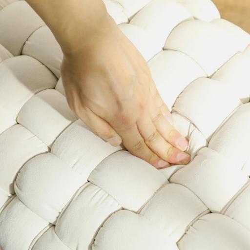 Banco Pie de Cama Tapizado en Terciopelo Reposapiés con Patas de Metal y Asiento Acolchado Crema [3]