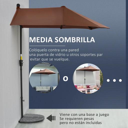 Parasol de Terraza 200x190x240 cm con Manivela Poste de Acero y Base Cruzada Anti-UV para Terraza Balcón Café [6]