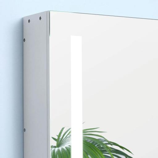 Armario con Espejo de Baño con Luz LED Mueble de Baño Colgante con Interruptor Táctil 70x15x65cm Blanco [9]