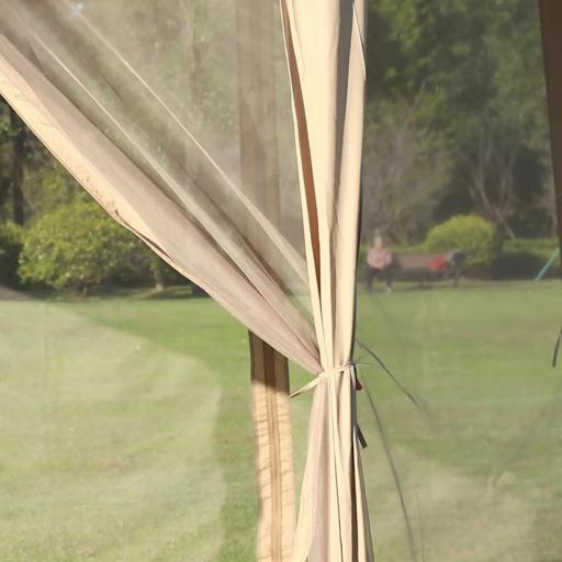 Cenador de Jardín Hexagonal 4,05x3,4x2,85 m con Doble Techo 6 Mosquiteras Desmontables Bolsa y Anti-UV Beige [6]