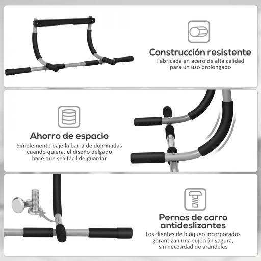 Barra de Dominadas en Techo Barra para hacer Dominadas Barra de Tracción para Entrenamiento Carga 110kg 92x40x17cm Negro [5]