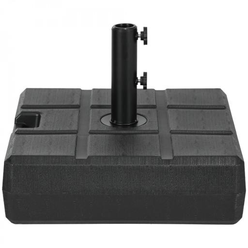 Soporte para Parasol Rellenable de Agua 30 kg y Arena 40 kg para Poste de Paraguas de Ø38/48 mm 49x49x36,5 cm Negro [9]