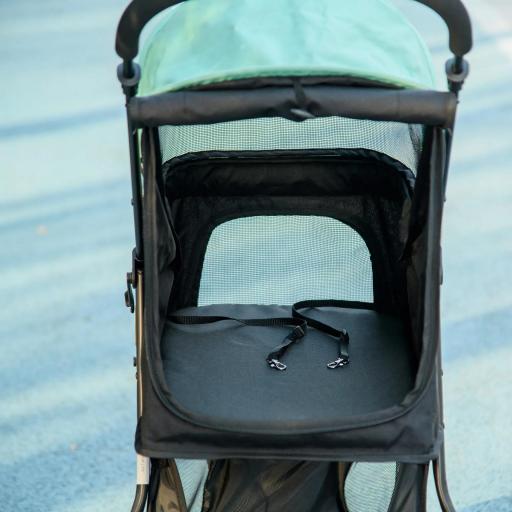 Carrito para Perros Pequeños con Cesta de Almacenaje Cubierta para Lluvia y Ventana de Malla 80,5x51,5x100 cm Verde [7]