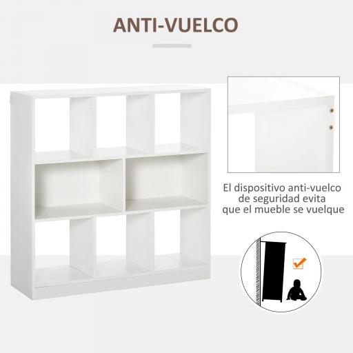 Estantería Librería con 8 Compartimentos Estantería de Exposición Moderno para Sala de Estar 97,5x30x100 cm Blanco [4]