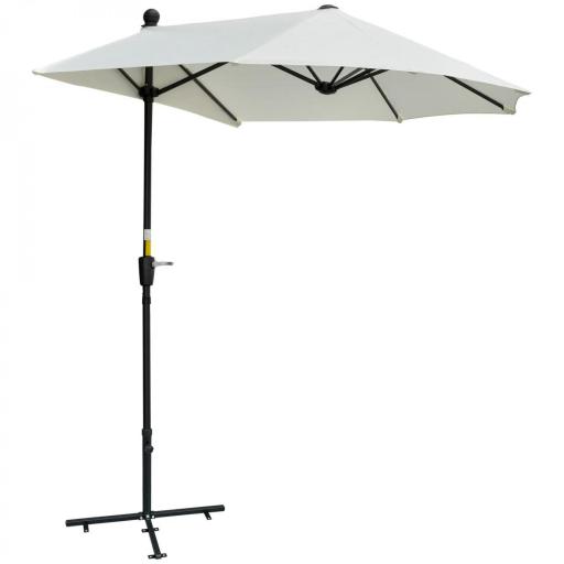 Parasol de Terraza 200x190x240 cm con Manivela Poste de Acero y Base Cruzada Anti-UV para Terraza Balcón Crema [9]
