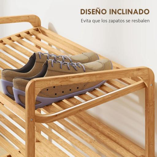 Estantería para Zapatos de Bambú para 12 Pares de Zapatos Estantería para Entrada Dormitorio 76x33x50,8 cm Natural [5]