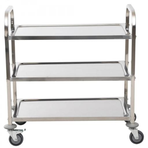 Carrito Auxiliar con Ruedas de Acero Inoxidable 90,5x50,5x88,2 cm Carrito de Cocina con Bandejas y 2 Brazos Plata [9]