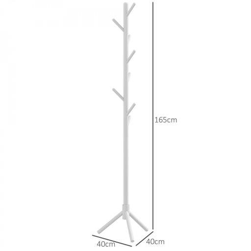 Perchero de Pie de Madera Forma de Árbol con 8 Ganchos para Colgar Ropa Bolsos en Pasillo Entrada 40x40x165 cm Blanco [1]