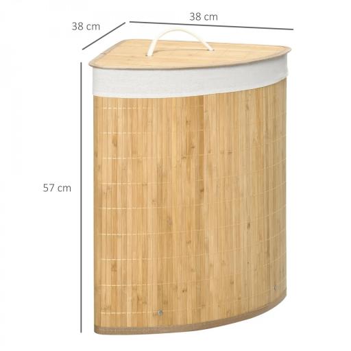Cesto para Ropa Sucia de Bambú Capacidad de 55L Cesta para la Colada en Forma de Abanico 38x38x57 cm Natural [1]