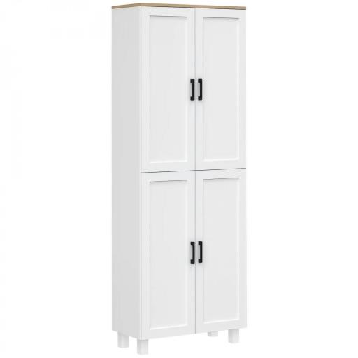 Alacena de Cocina Armario de Almacenaje Multifuncional con 4 Puertas y Estantes Ajustables 60x30x171 cm Blanco [8]