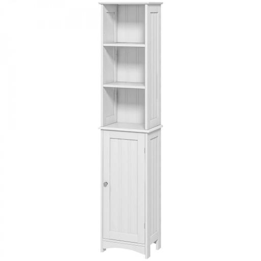 Columna de Baño con 3 Compartimientos Puerta y Estantes Ajustables para Ducha Aseo 34x23x165 cm Blanco [9]