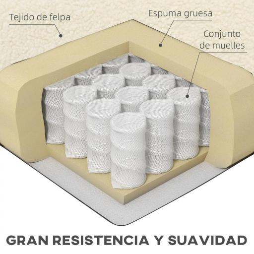 Sillón de Salón Sofá Individual con Reposacabezas y Patas de Metal para Dormitorio Oficina Carga 125 kg Crema [3]