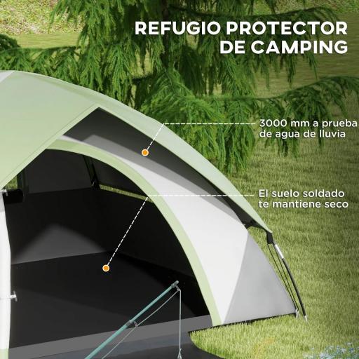 Tienda de Campaña Plegable para 2 Personas con Ventana y Bolsa Impermeable 3000 mm 210x150x110 cm Gris y Verde [2]