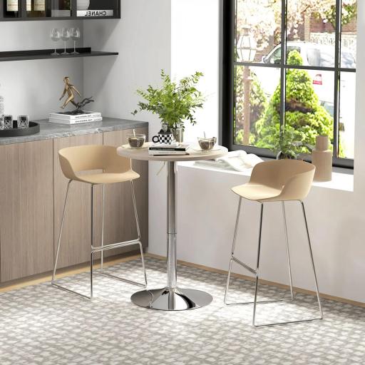 Mesa Alta Cocina Mesa Alta Bar Redonda para 2 Personas Altura Ajustable Tablero Giratorio 360° 60x60x91 cm Roble Claro