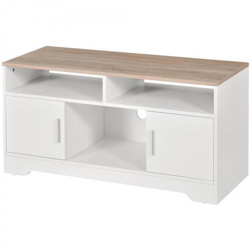 Mueble para Televisor Mesa para TV de Salón con Gran Espacio de Almacenaje con Estantes Abiertos 105x40x52 cm Blanco [9]