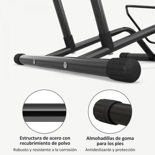 Soporte para Bicicletas de Acero Aparca Bicis de Suelo Portátil para Interior y Exterior 59x41x38 cm Negro [7]
